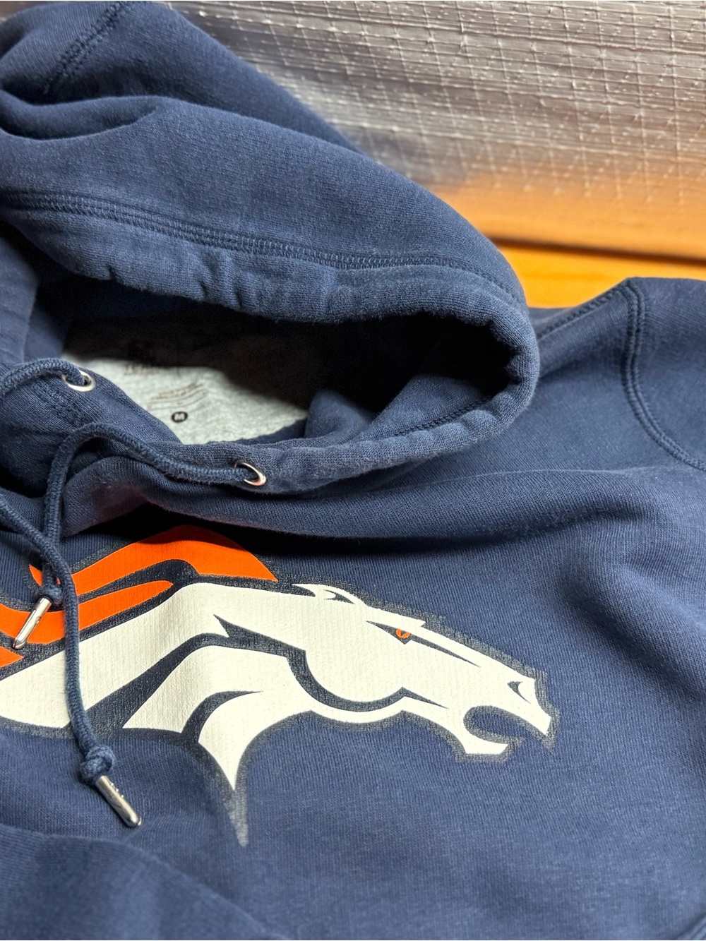 NFL Navy Pullover Hoodie with White and Orange Team Horse Logo